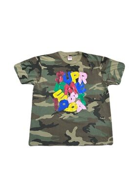 Supreme Balloons T Shirt Mens Size Large Green Camoflauge Short Sleeve Crew Neck